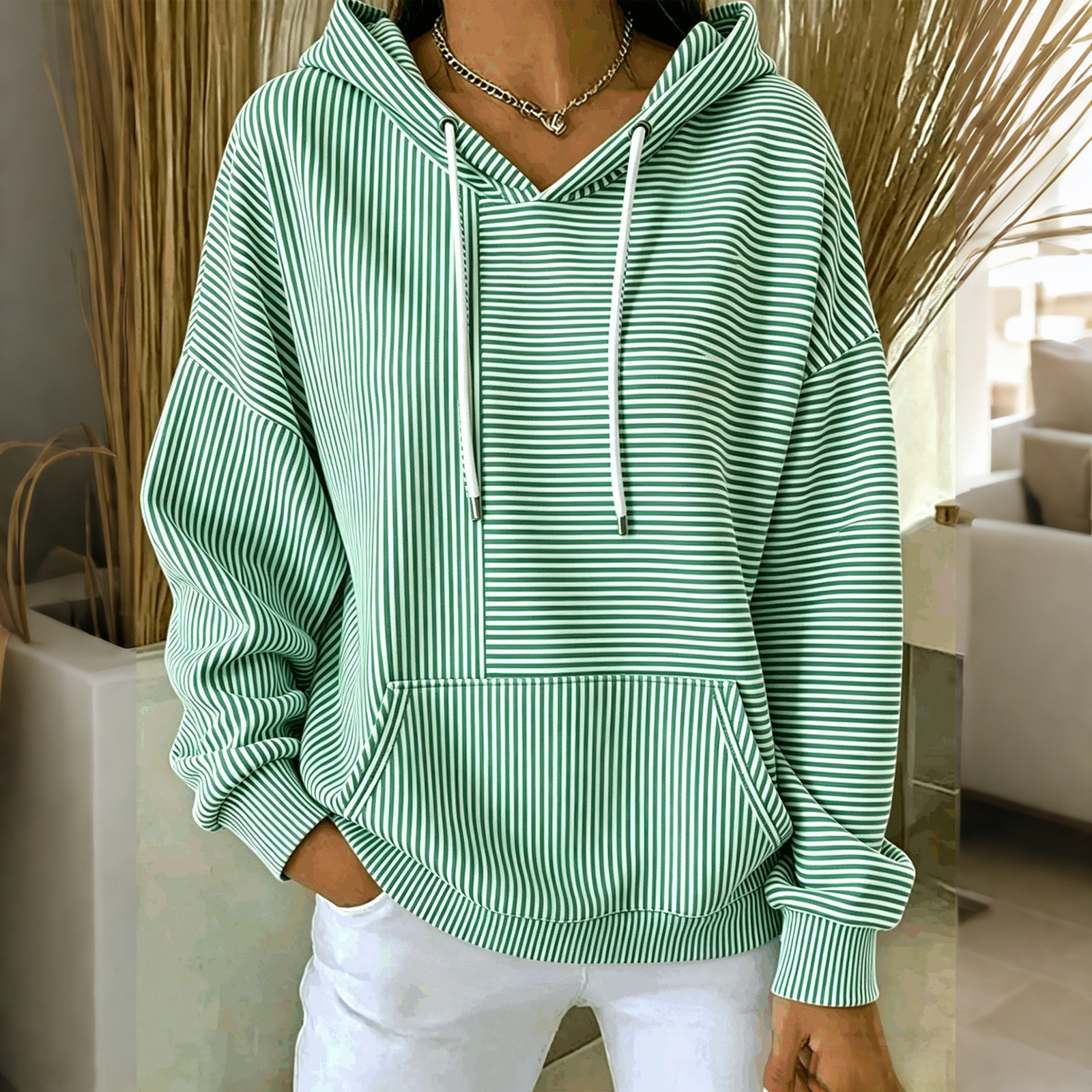 Women's Contrast Hoodie Sweatshirt - Image 1