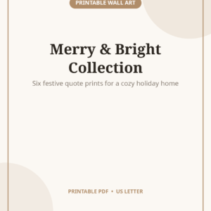 Christmas Quote Wall Art Set, 6 Festive Holiday Prints