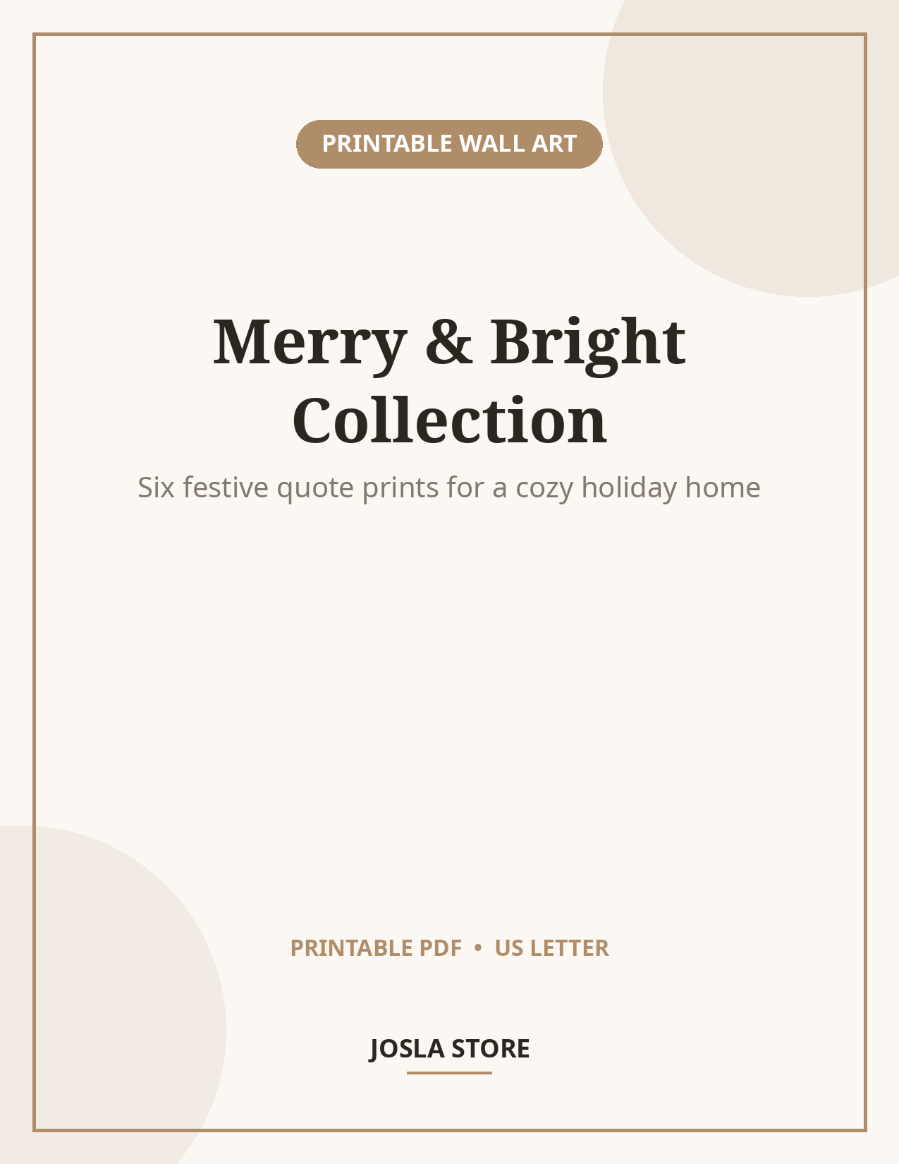 Christmas Quote Wall Art Set, 6 Festive Holiday Prints