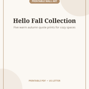 Fall Autumn Quote Prints, Set of 5 Cozy Wall Art