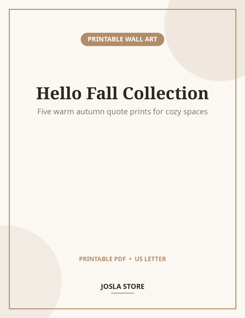 Fall Autumn Quote Prints, Set of 5 Cozy Wall Art