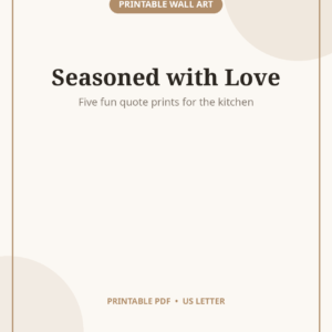 Kitchen Quote Wall Art Set, 5 Funny Cooking Prints