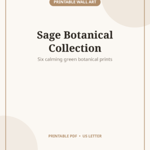 Sage Green Botanical Prints, Set of 6 Minimalist Art