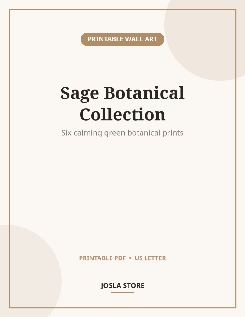 Sage Green Botanical Prints, Set of 6 Minimalist Art