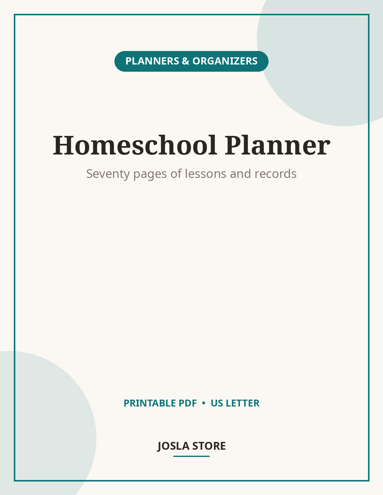 Homeschool Lesson Planner, 70-Page Organizer