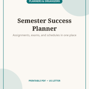 College Semester Planner, 50-Page Student Organizer
