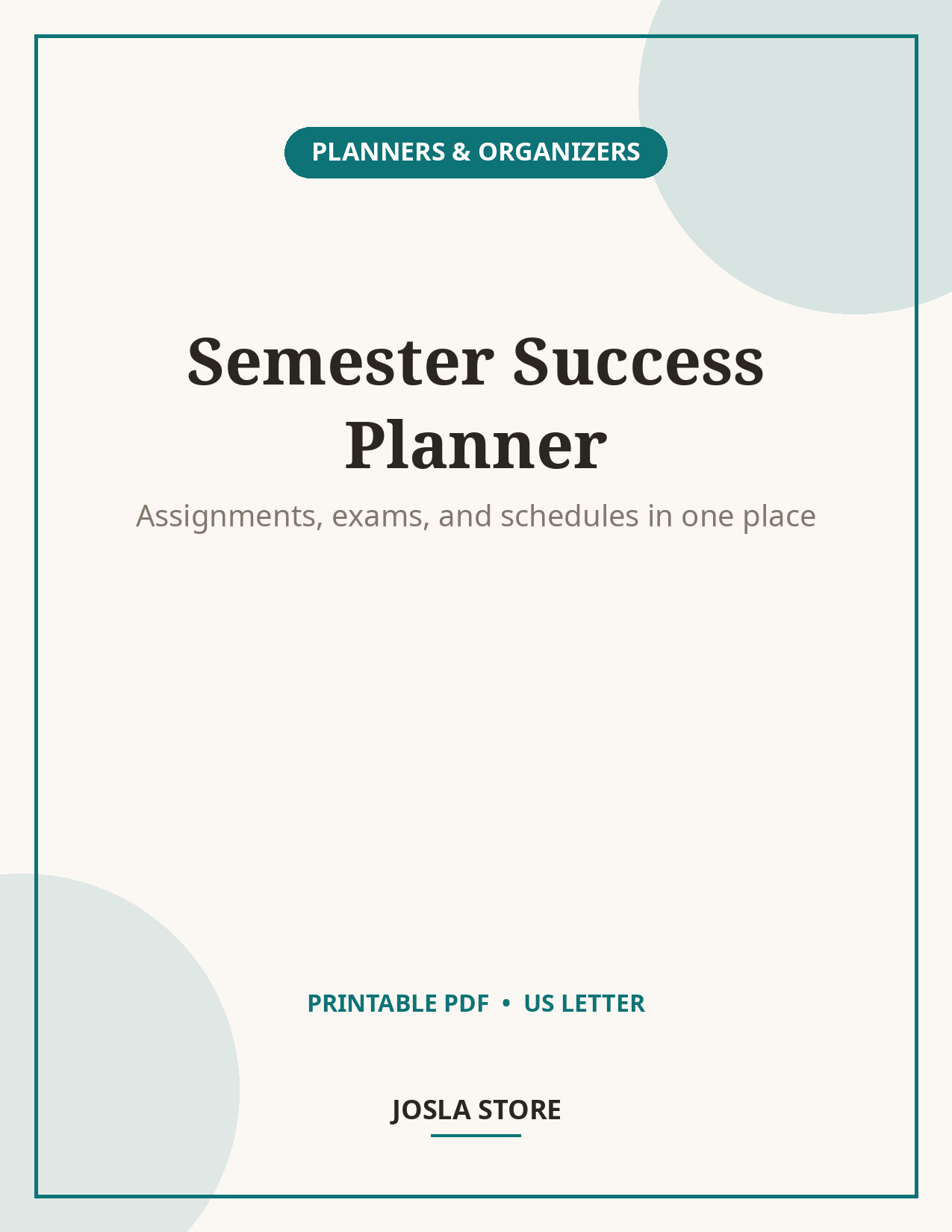 College Semester Planner, 50-Page Student Organizer