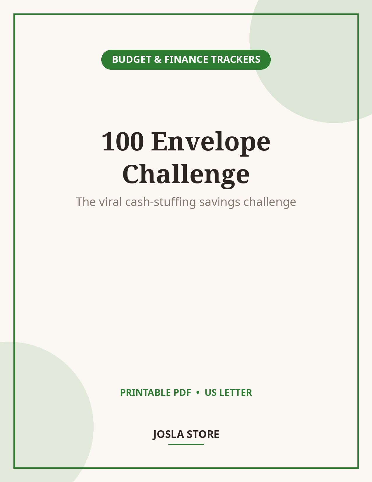 100 Envelope Challenge Tracker, Savings Printable