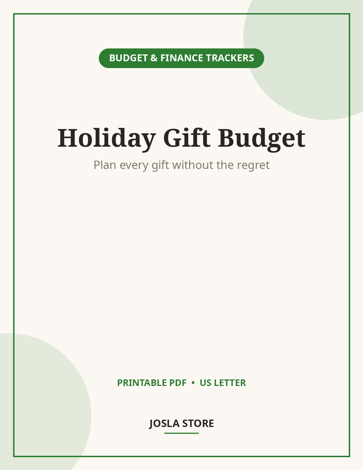 Holiday Gift Budget Planner, Christmas Spending Tracker