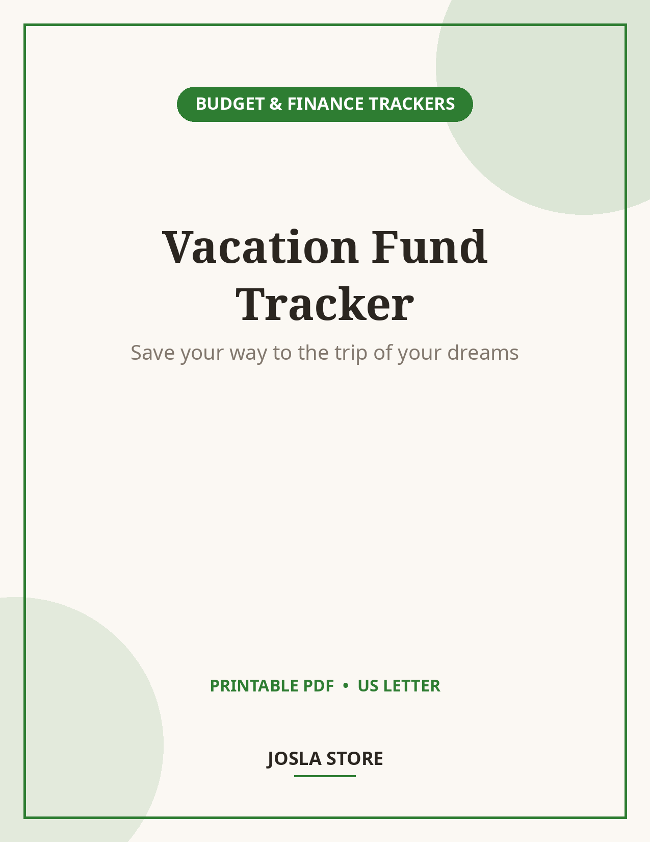 Vacation Fund Tracker, 8-Page Travel Savings Charts