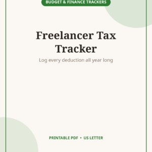 Freelancer Tax Deduction Tracker, 12-Page Organizer