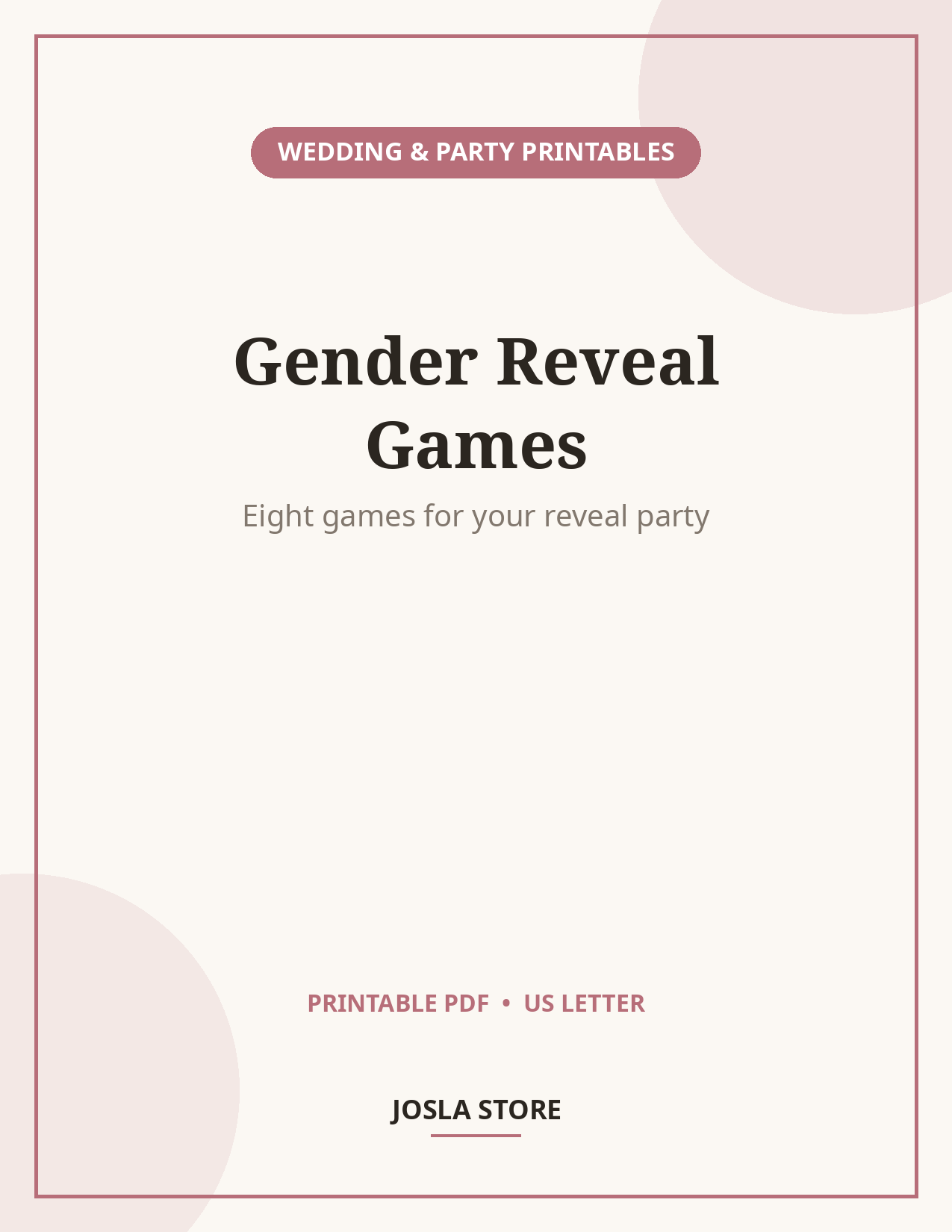 Gender Reveal Games Bundle, 8 Printable Party Games