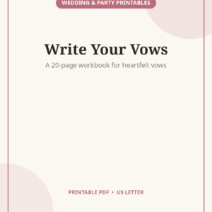 Wedding Vow Writing Workbook, 20-Page Guide