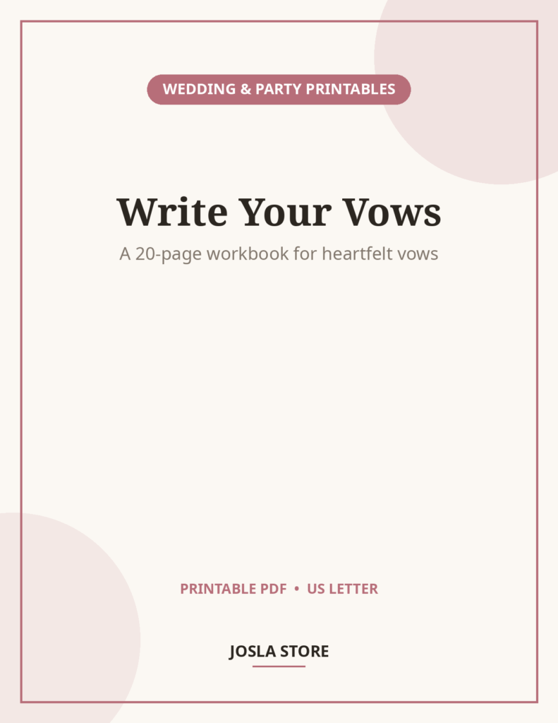 Wedding Vow Writing Workbook, 20-Page Guide