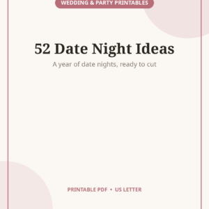 Date Night Ideas Card Deck, 52 Printable Cards