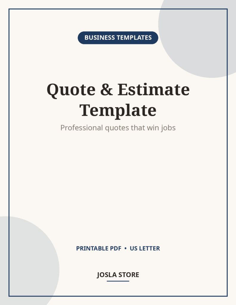 Contractor Quote and Estimate Template, Printable