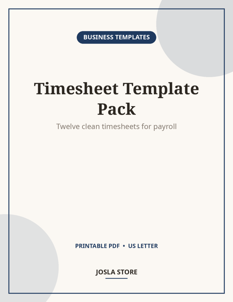 Employee Timesheet Template Pack, 12 Printable Forms