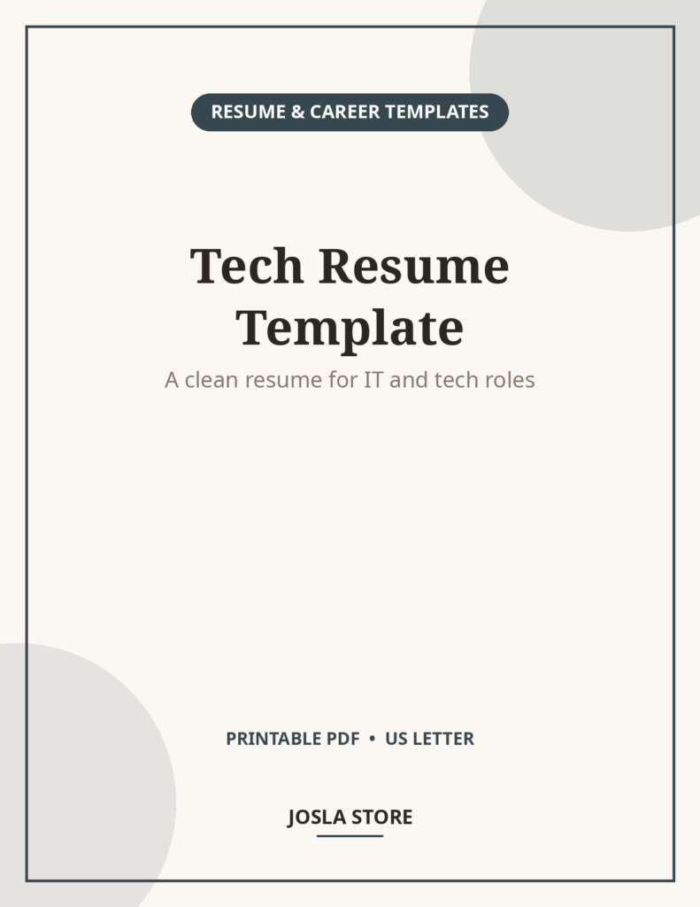 Tech Resume Template, Modern IT Professional CV