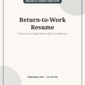 Stay-at-Home Parent Resume Template, Return to Work CV