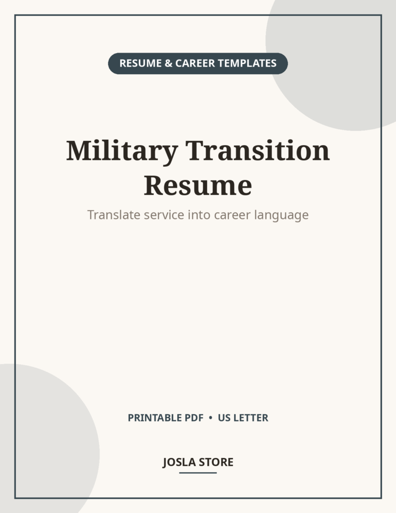 Military to Civilian Resume Template, Veteran CV