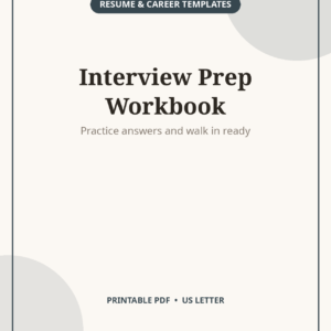 Job Interview Prep Workbook, 30-Page Practice Guide