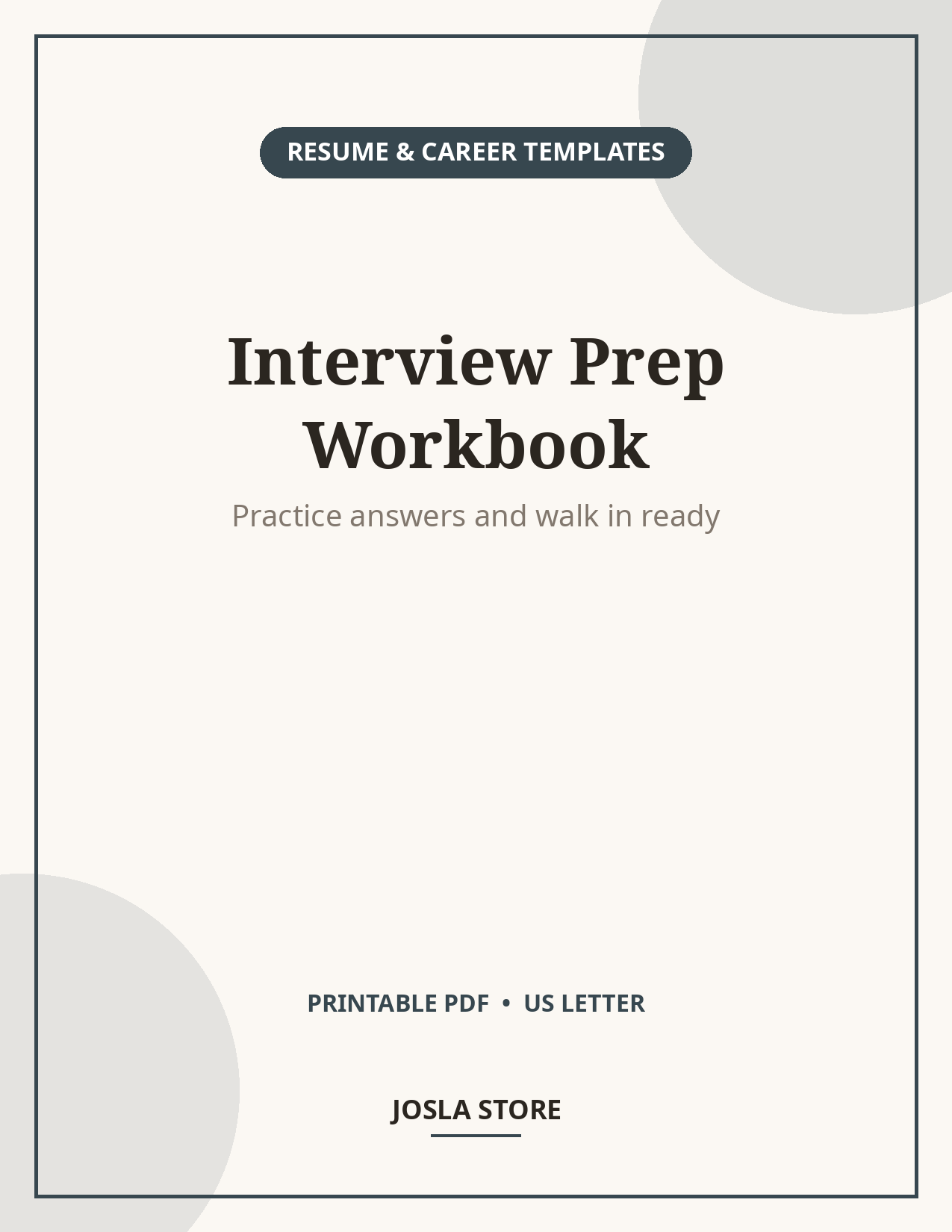 Job Interview Prep Workbook, 30-Page Practice Guide
