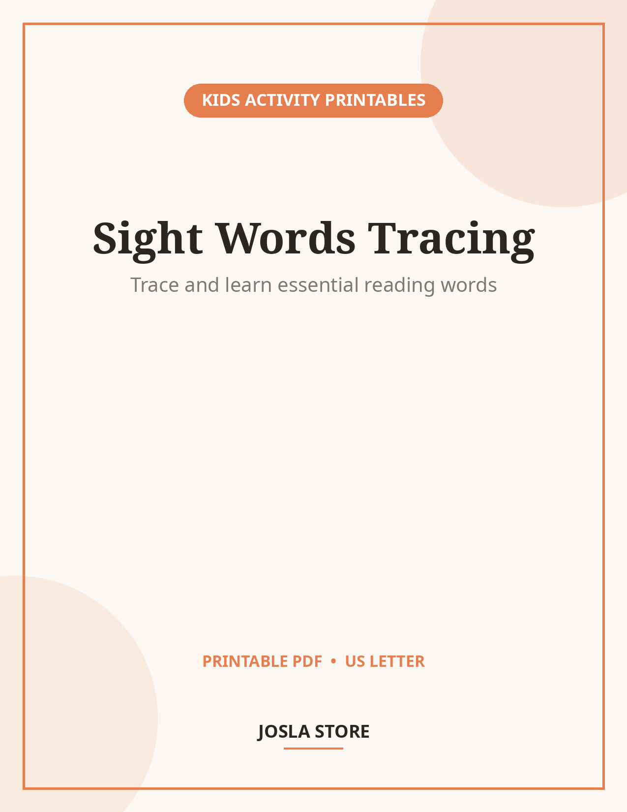 Sight Words Tracing Worksheets, 40-Page Practice Pack