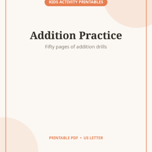 Addition Math Worksheets, 50-Page Practice Pack