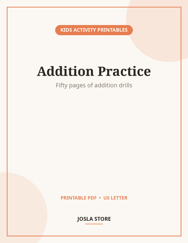 Addition Math Worksheets, 50-Page Practice Pack