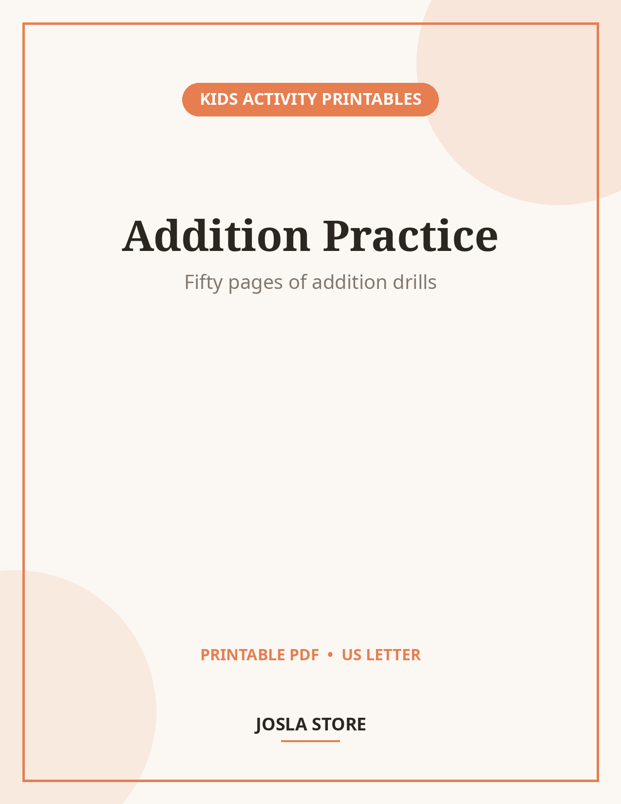 Addition Math Worksheets, 50-Page Practice Pack