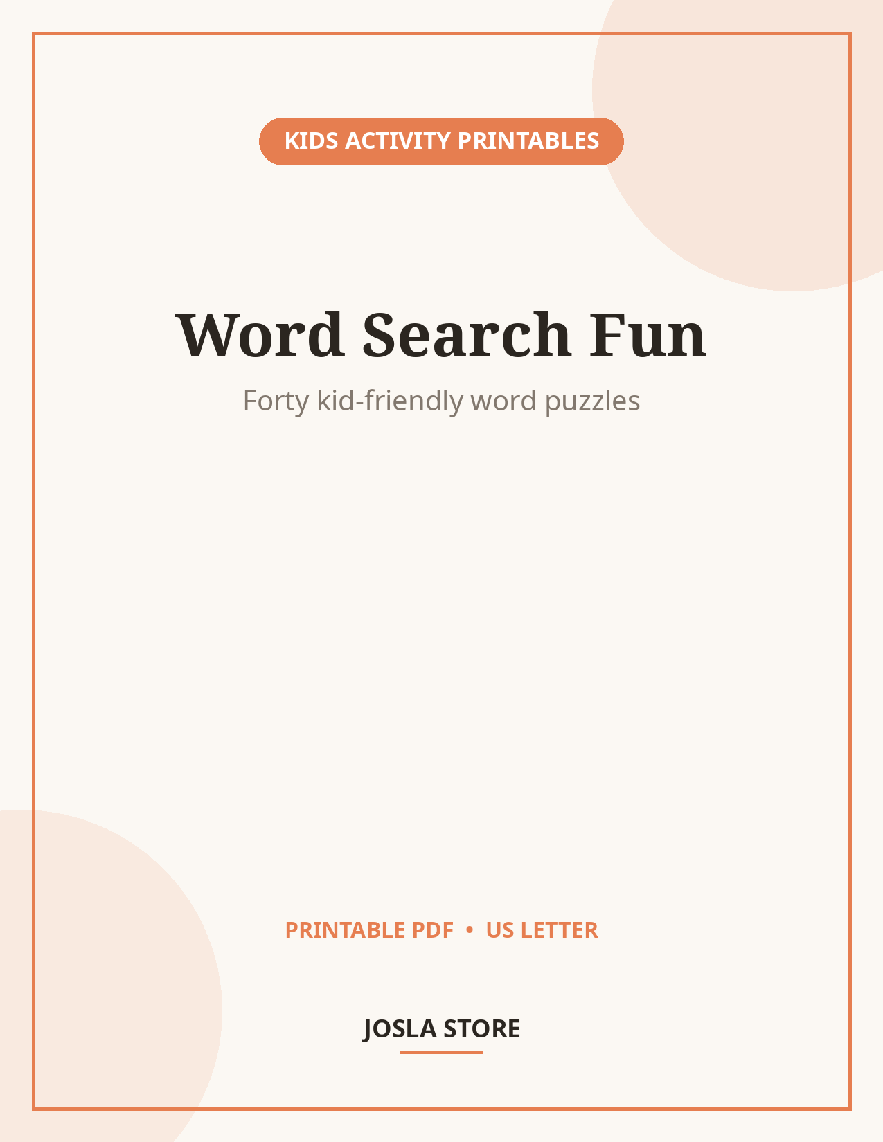 Kids Word Search Puzzles, 40-Page Activity Book