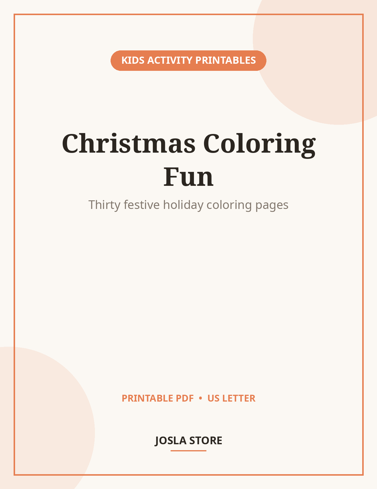 Christmas Coloring Pages for Kids, 30 Pages