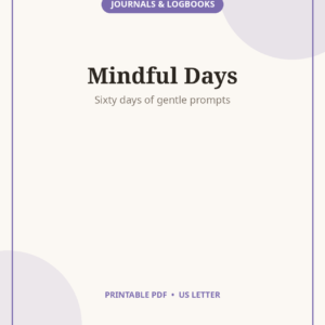 Mindfulness Journal Printable, 60 Daily Pages