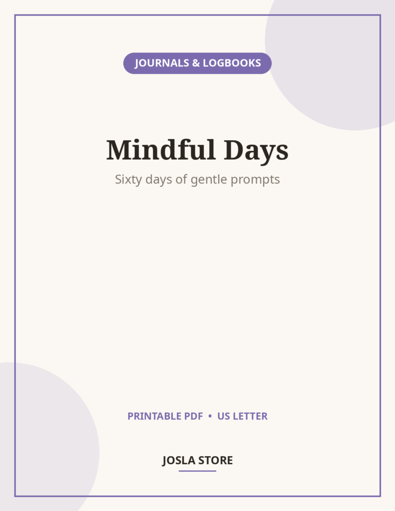 Mindfulness Journal Printable, 60 Daily Pages
