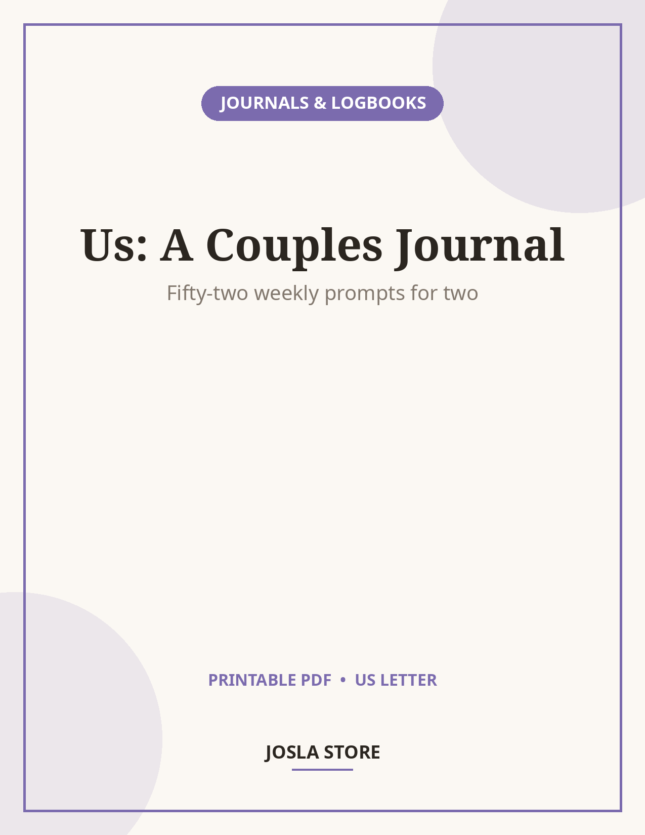 Couples Connection Journal, 52 Weekly Prompts