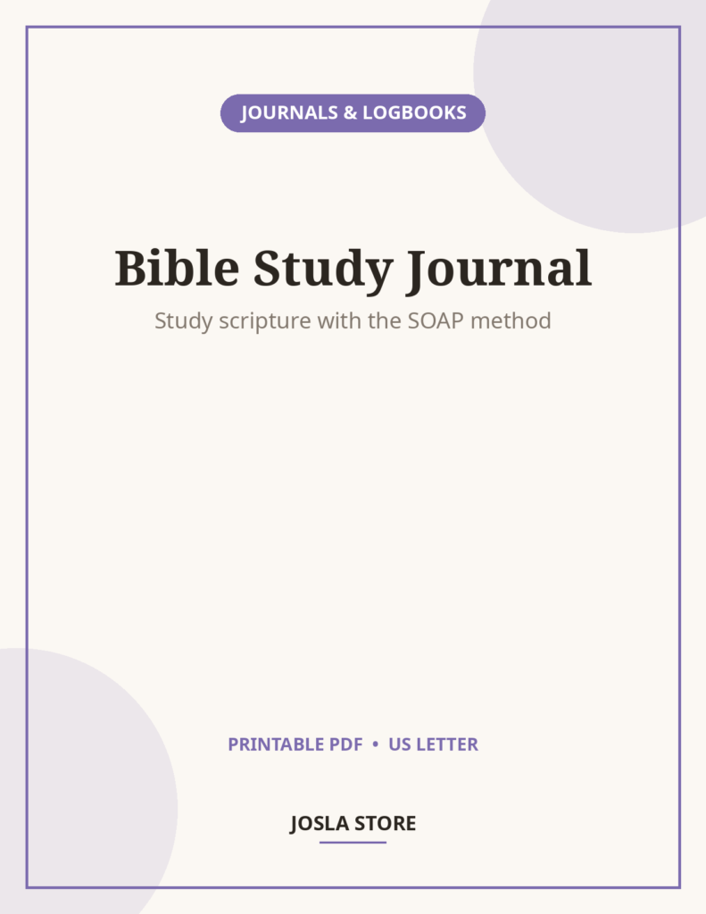 Bible Study Journal Printable, 60-Page SOAP Workbook