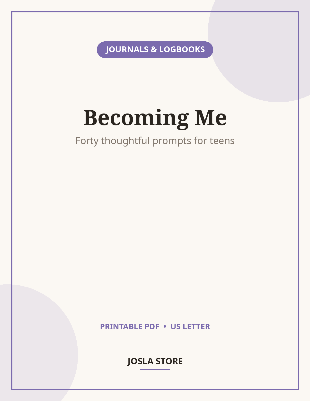 Teen Self-Discovery Journal, 40 Prompted Pages