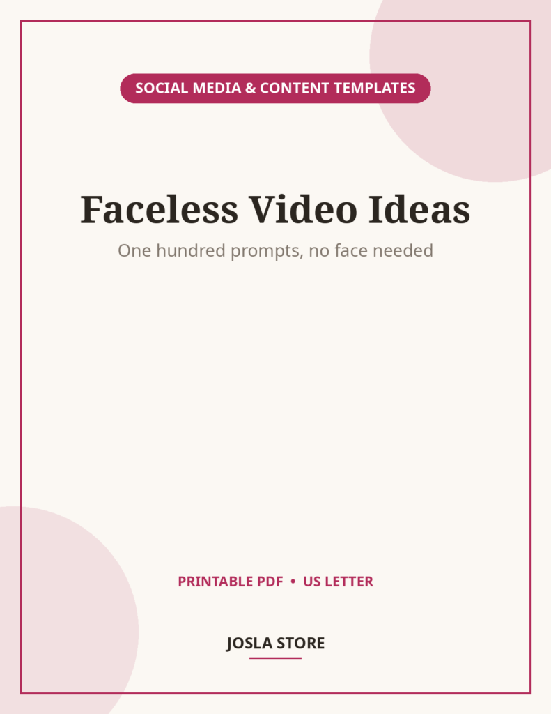 Faceless Video Ideas Pack, 100 Content Prompts