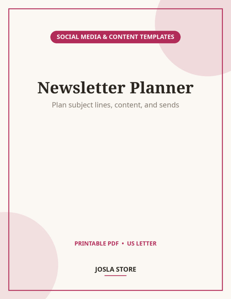 Email Newsletter Planner for Creators, 20 Pages