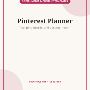 Pinterest Content Planner Template, 20 Pages