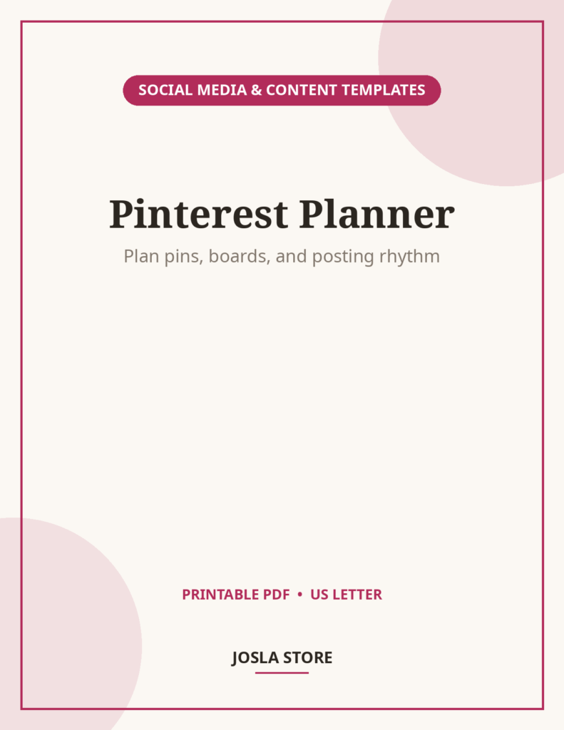 Pinterest Content Planner Template, 20 Pages