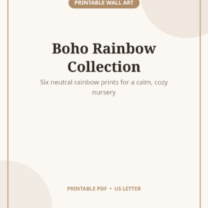 Boho Rainbow Wall Art Set, 6 Neutral Nursery Prints