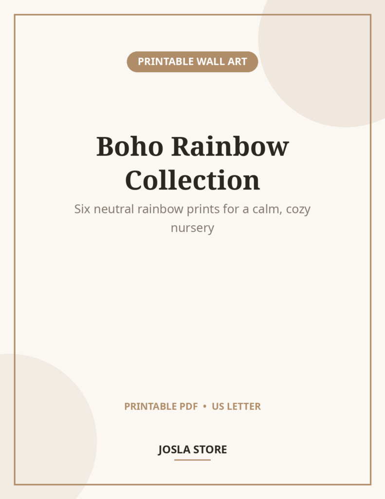 Boho Rainbow Wall Art Set, 6 Neutral Nursery Prints