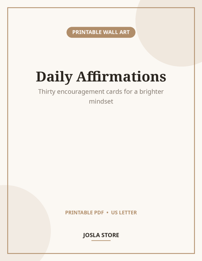 Positive Affirmation Cards, 30 Printable Encouragement Cards