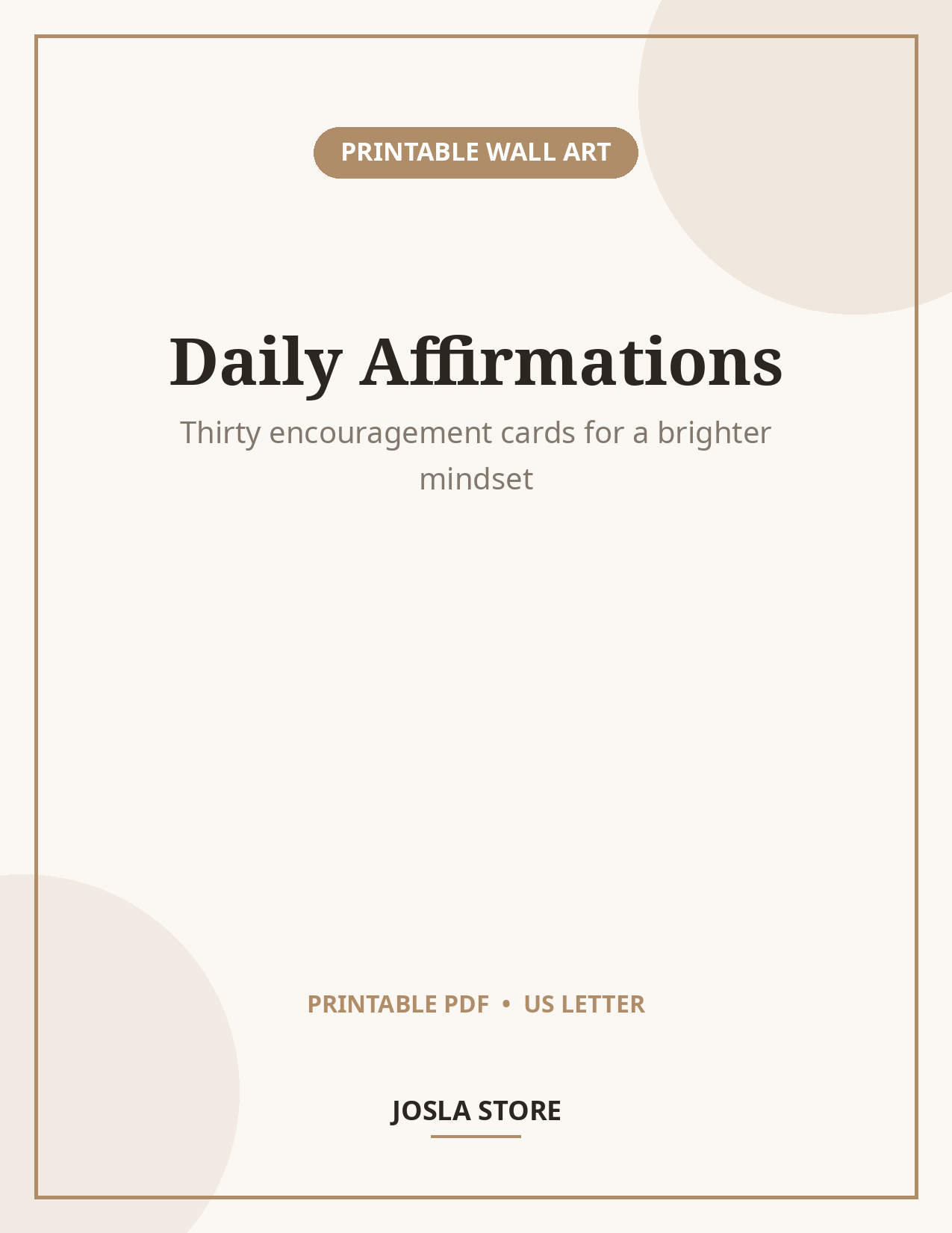 Positive Affirmation Cards, 30 Printable Encouragement Cards