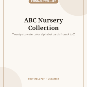 Nursery ABC Alphabet Prints, 26 Educational Wall Cards