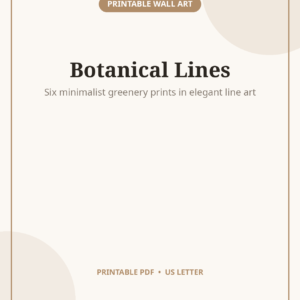 Botanical Line Art Prints, Set of 6 Minimalist Greenery