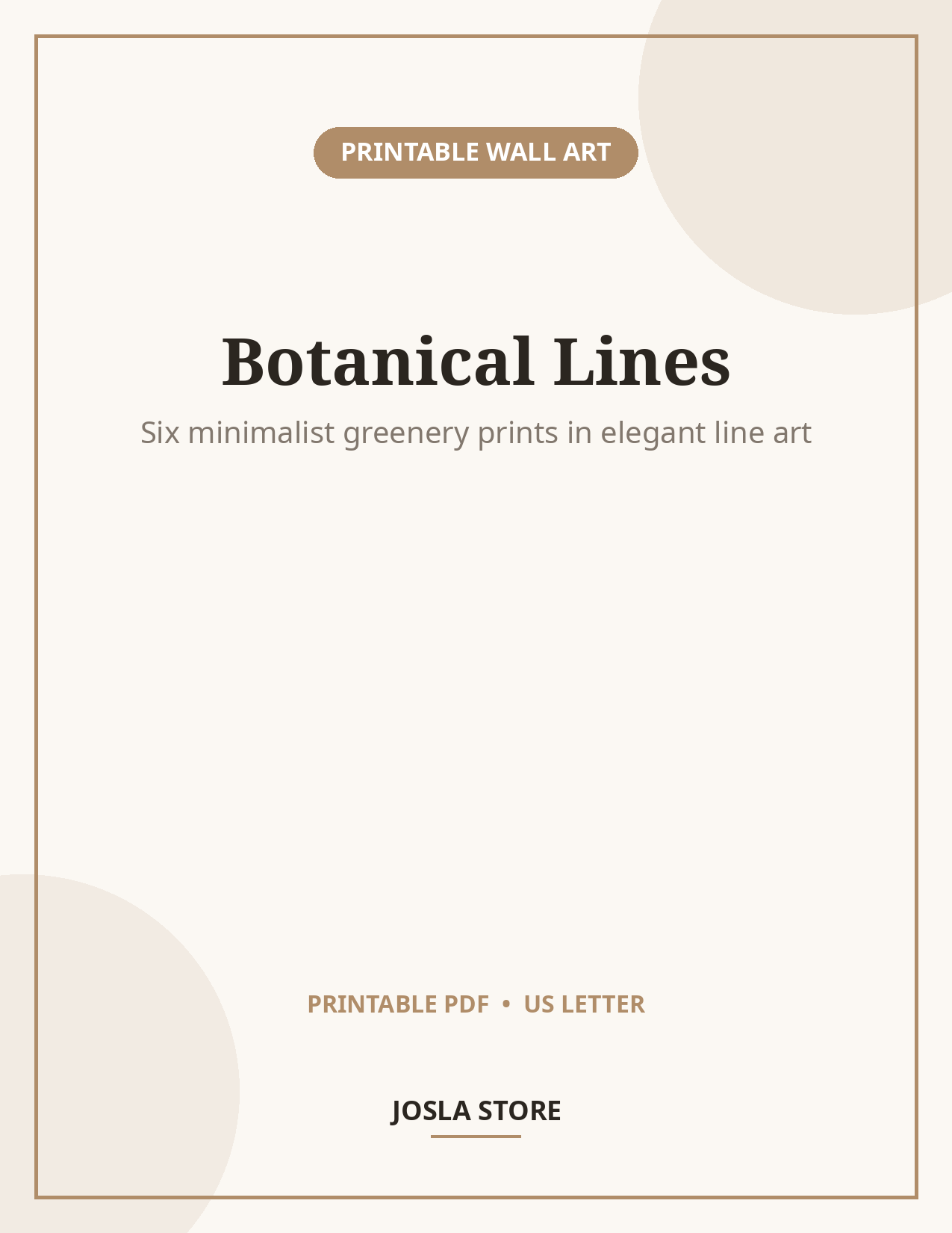 Botanical Line Art Prints, Set of 6 Minimalist Greenery