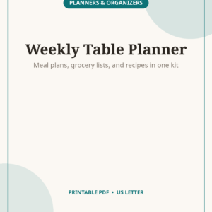 Weekly Meal Planner Kit, Grocery List & Recipe Organizer