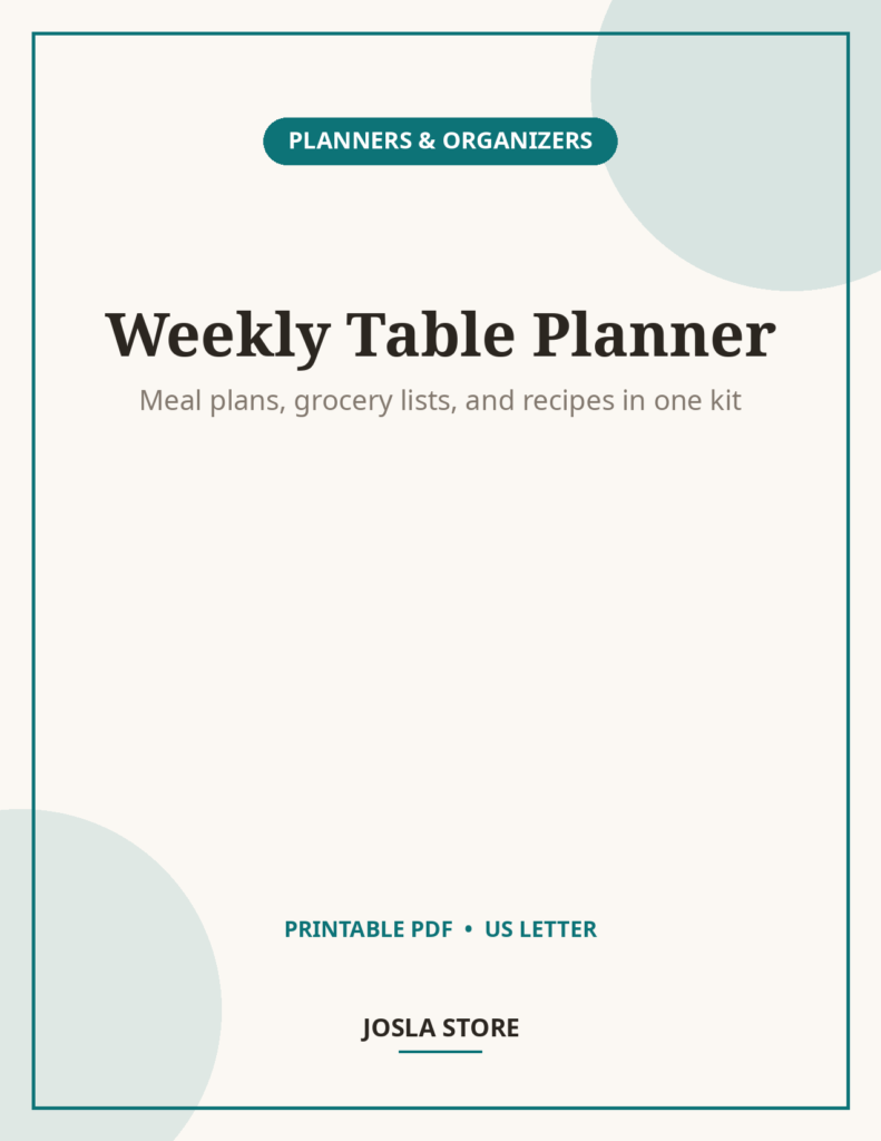 Weekly Meal Planner Kit, Grocery List & Recipe Organizer